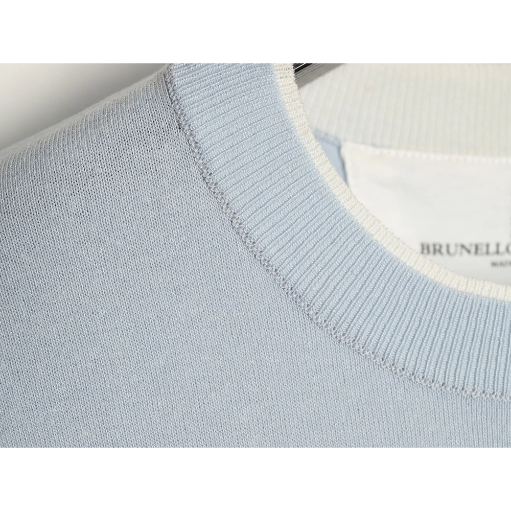Brunello Cucinelli Layered Faux Two-Piece Knit Short-Sleeve T-Shirt,Brunello Cucinelli