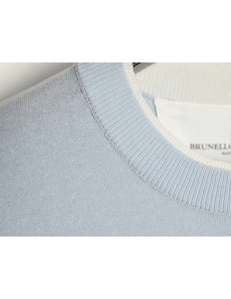 Brunello Cucinelli Layered Faux Two-Piece Knit Short-Sleeve T-Shirt,Brunello Cucinelli