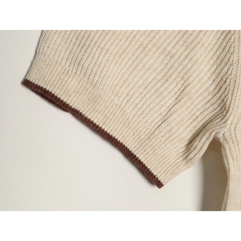 Brunello Cucinelli Solid Color Collared Ribbed Knit Short-Sleeve Polo Shirt,Brunello Cucinelli
