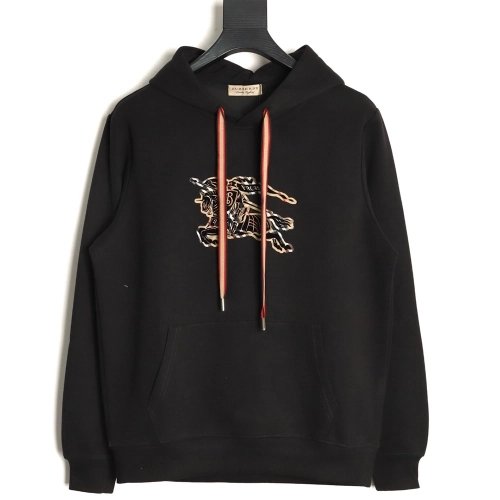 Burberry check equestrian flocked print hoodie,Burberry