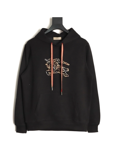 Burberry check equestrian flocked print hoodie,Burberry