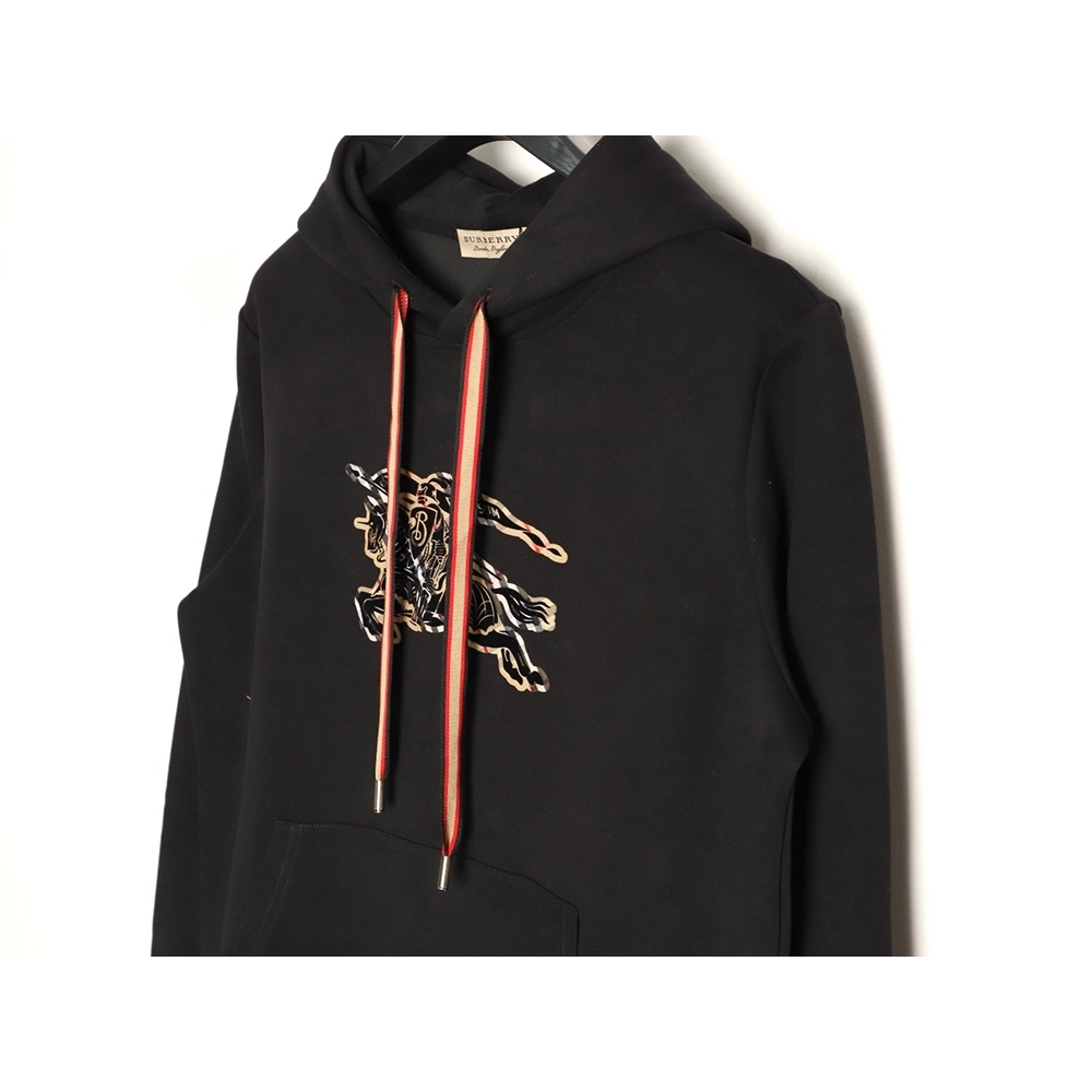 Burberry check equestrian flocked print hoodie,Burberry
