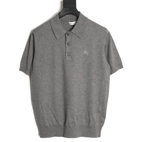 Burberry Equestrian Knight Embroidered Wool Knit Short-Sleeve Polo Shirt,Burberry