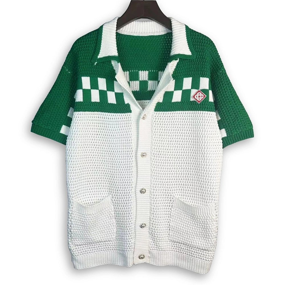 Casablanca Plaid-Woven Short-Sleeve Knit Set,Casablanca