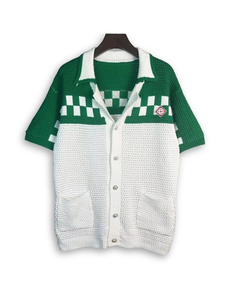 Casablanca Plaid-Woven Short-Sleeve Knit Set,Casablanca