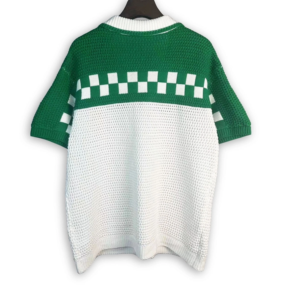 Casablanca Plaid-Woven Short-Sleeve Knit Set,Casablanca