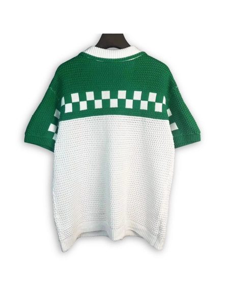 Casablanca Plaid-Woven Short-Sleeve Knit Set,Casablanca