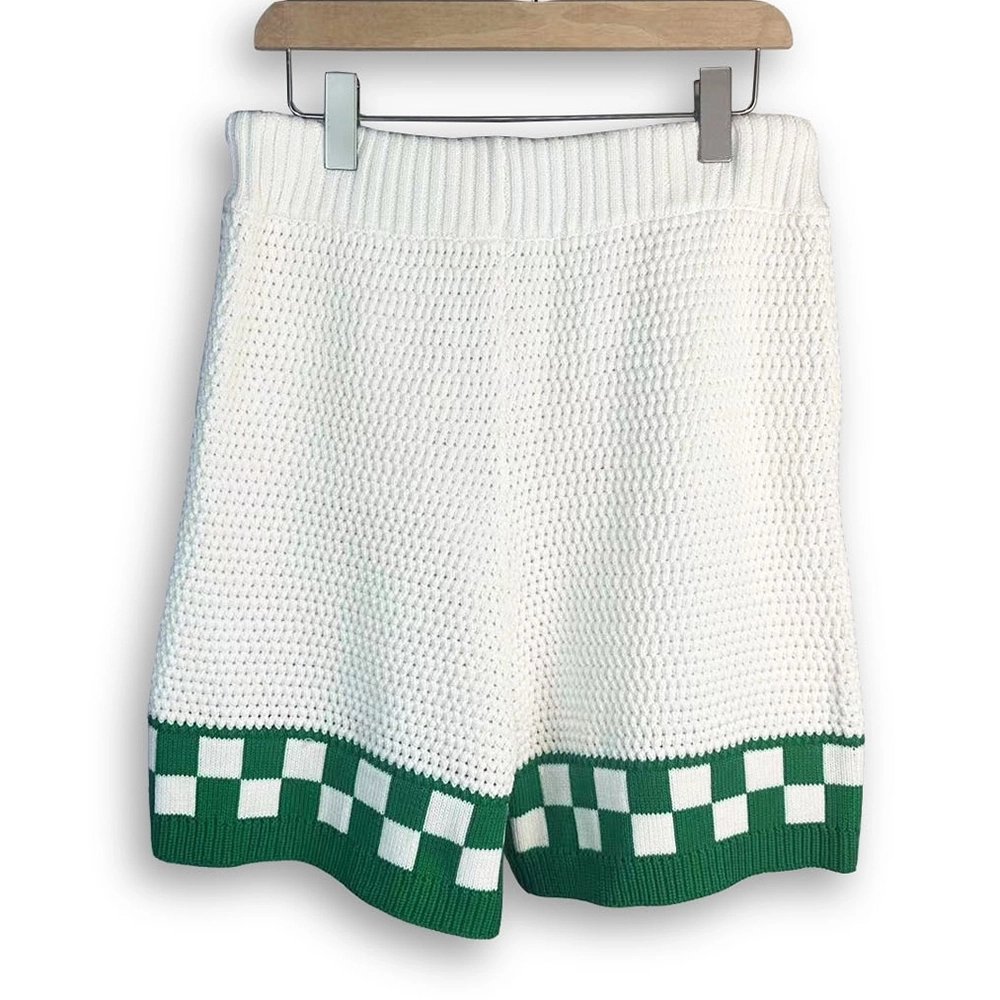 Casablanca Plaid-Woven Short-Sleeve Knit Set,Casablanca