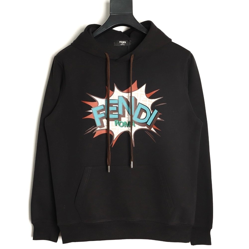 Fendi Letter-Embossed Print Hooded Sweatshirt,Fendi