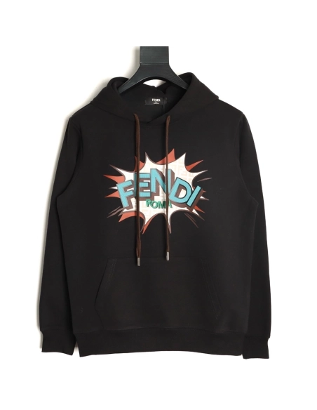 Fendi Letter-Embossed Print Hooded Sweatshirt,Fendi