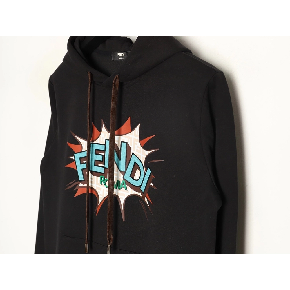 Fendi Letter-Embossed Print Hooded Sweatshirt,Fendi