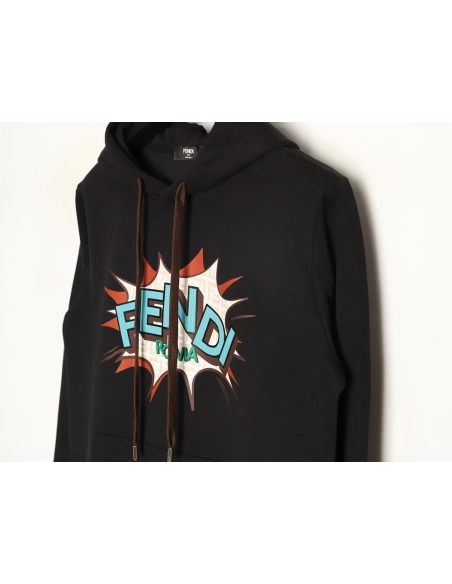 Fendi Letter-Embossed Print Hooded Sweatshirt,Fendi