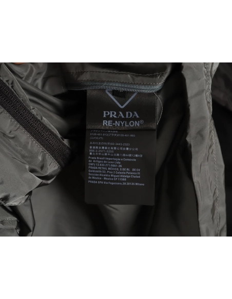 Prada recycled nylon black and gray color-blocked hooded jacket,Prada