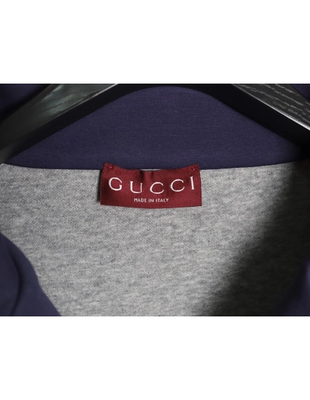 Gucci yellow lettering patch half-zip stand-up collar sweatshirt,Gucci