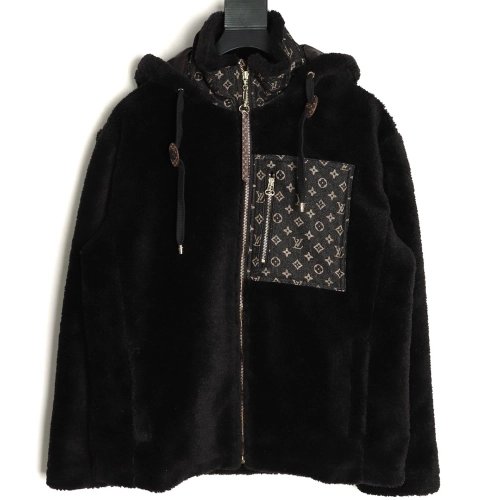 Louis Vuitton Monogram Denim Patchwork Shearling Jacket,Louis Vuitton