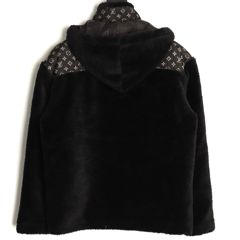 Louis Vuitton Monogram Denim Patchwork Shearling Jacket,Louis Vuitton
