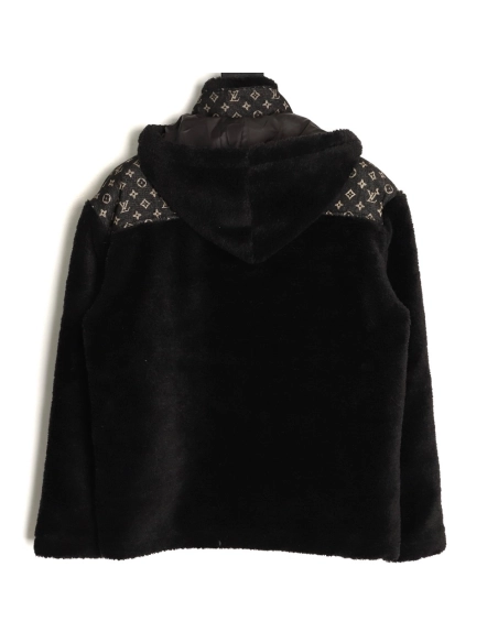 Louis Vuitton Monogram Denim Patchwork Shearling Jacket,Louis Vuitton