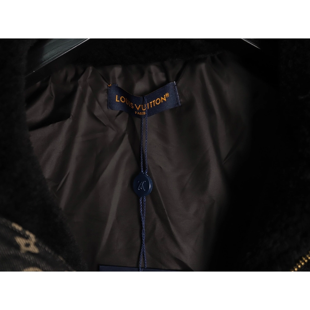Louis Vuitton Monogram Denim Patchwork Shearling Jacket,Louis Vuitton