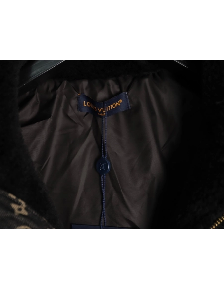 Louis Vuitton Monogram Denim Patchwork Shearling Jacket,Louis Vuitton
