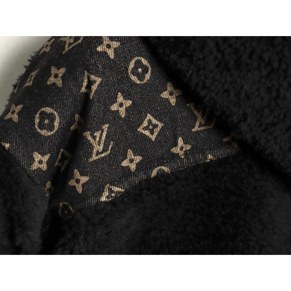 Louis Vuitton Monogram Denim Patchwork Shearling Jacket,Louis Vuitton
