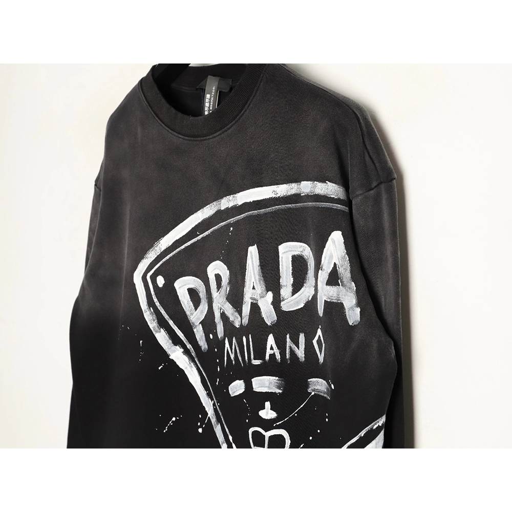 Prada washed hand-painted letter crewneck sweatshirt,Prada