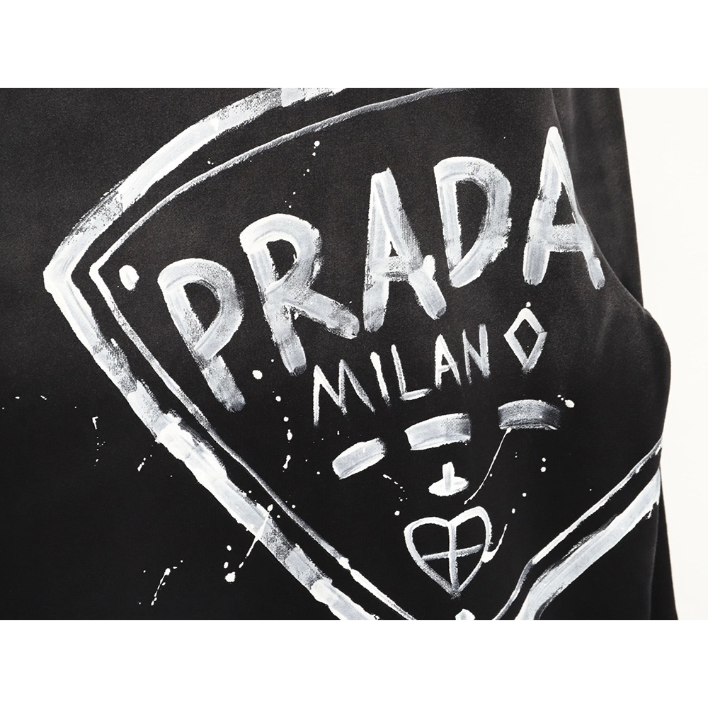 Prada washed hand-painted letter crewneck sweatshirt,Prada