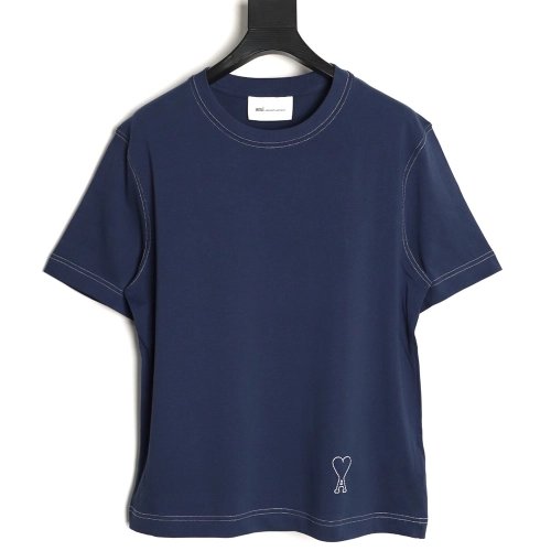 Ami Paris Heart-Patterned ADC Boxy Short-Sleeve T-Shirt,Ami