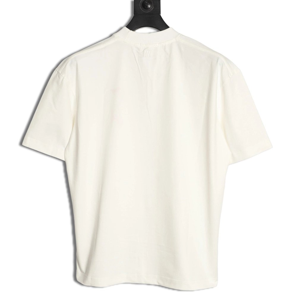 AMI Minimalist Style 3D Chunky Knit Heart Embroidered Logo Short-Sleeve T-Shirt,Ami