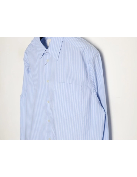 AMI Blue Vertical-Striped Embroidered Long-Sleeve Shirt,Ami