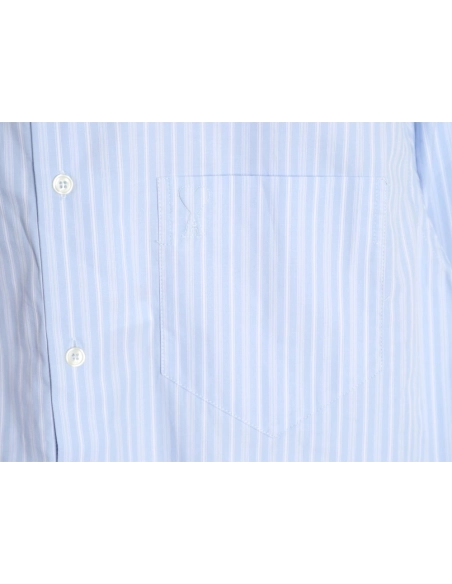 AMI Blue Vertical-Striped Embroidered Long-Sleeve Shirt,Ami