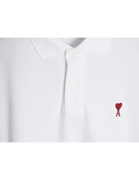 Ami Paris Heart Embroidery Polo Shirt,Ami