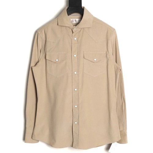 Brunello Cucinelli "Old Money" Style Ultra-Fine Corduroy Shirt,Brunello Cucinelli