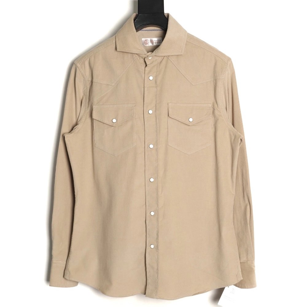 Brunello Cucinelli "Old Money" Style Ultra-Fine Corduroy Shirt,Brunello Cucinelli