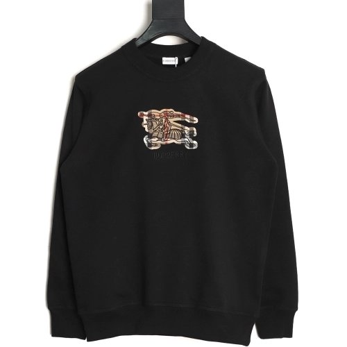 Burberry check patchwork equestrian embroidered crewneck sweatshirt,Burberry
