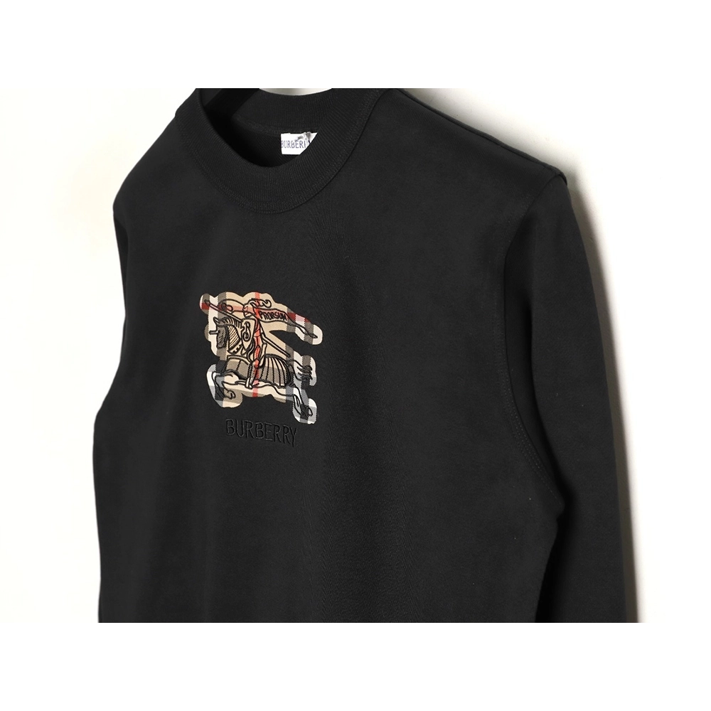 Burberry check patchwork equestrian embroidered crewneck sweatshirt,Burberry