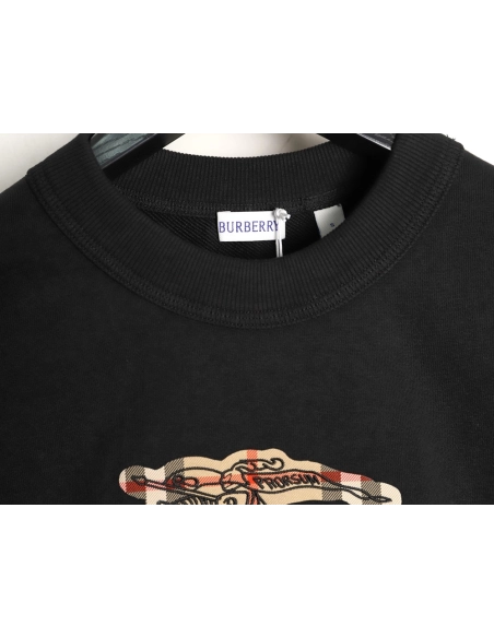 Burberry check patchwork equestrian embroidered crewneck sweatshirt,Burberry