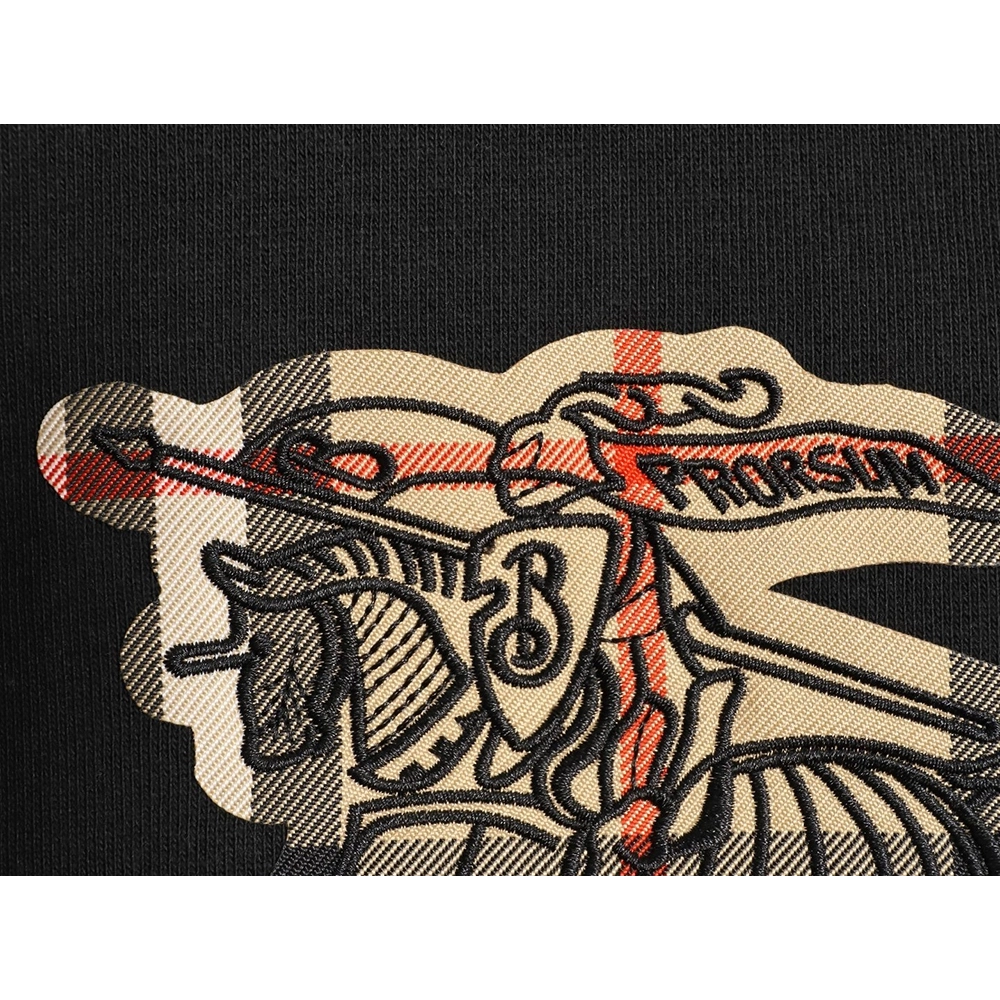Burberry check patchwork equestrian embroidered crewneck sweatshirt,Burberry