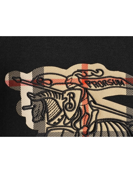 Burberry check patchwork equestrian embroidered crewneck sweatshirt,Burberry