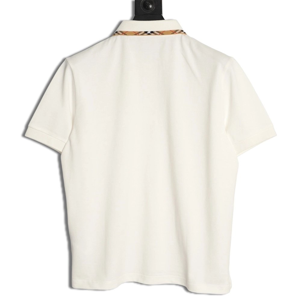 Burberry plaid patchwork collar beaded fabric short-sleeved polo shirt,Burberry