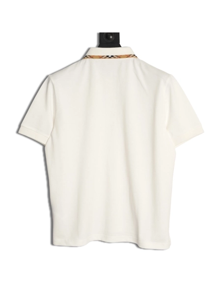 Burberry plaid patchwork collar beaded fabric short-sleeved polo shirt,Burberry