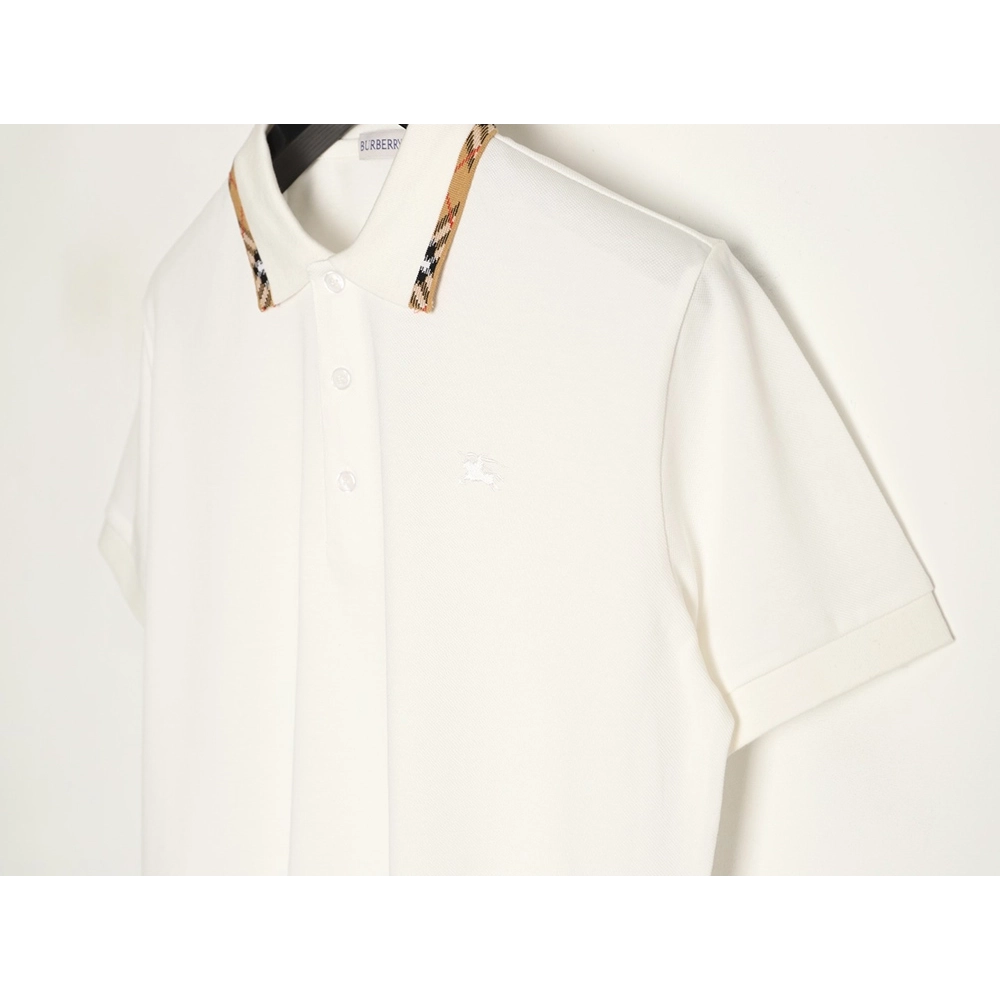 Burberry plaid patchwork collar beaded fabric short-sleeved polo shirt,Burberry