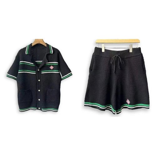 Casablanca Tennis Short Sleeve Crochet Shirt Set,Casablanca