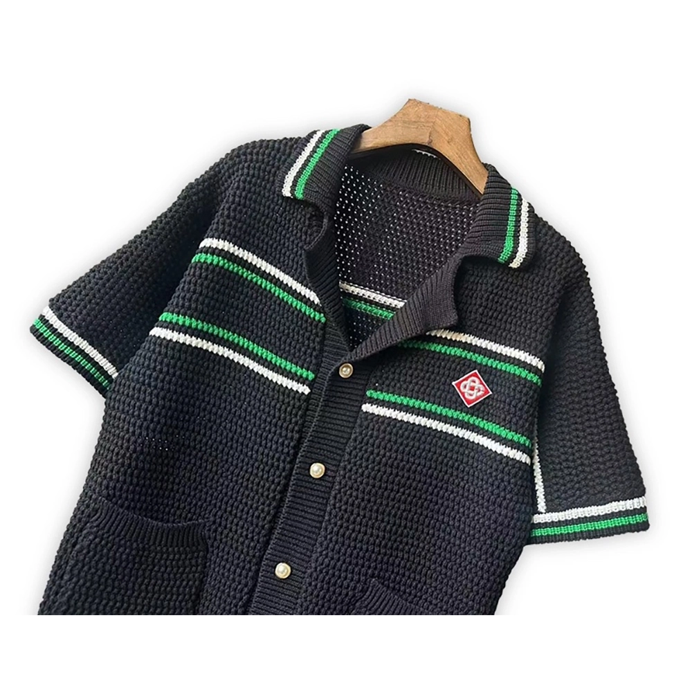 Casablanca Tennis Short Sleeve Crochet Shirt Set,Casablanca