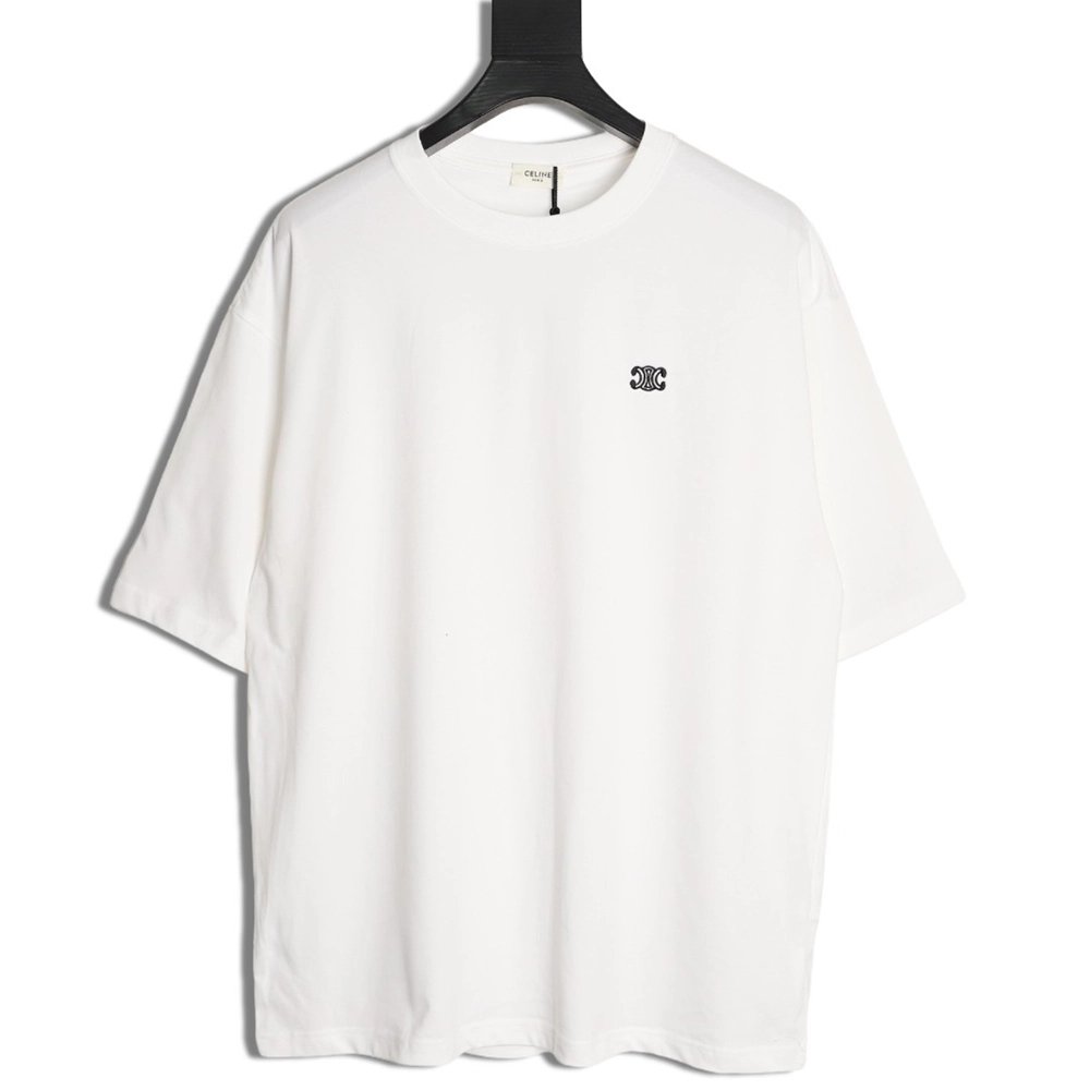 Celine Classic Embroidered Logo Short-Sleeve T-Shirt,Celine
