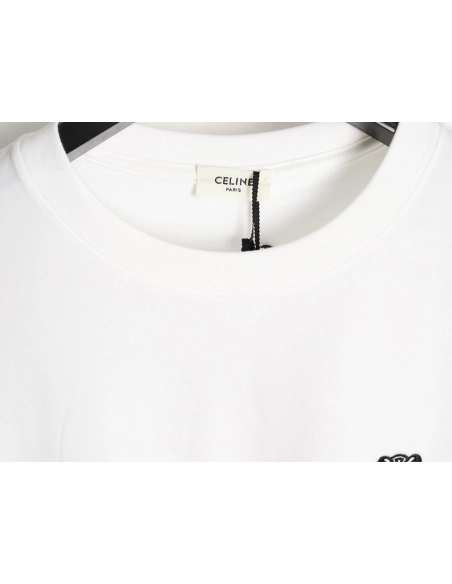 Celine Classic Embroidered Logo Short-Sleeve T-Shirt,Celine