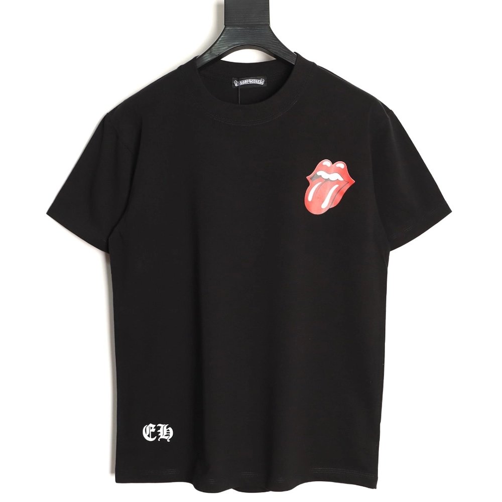 Chrome Hearts Red "Big Tongue" Print Short-Sleeve T-Shirt TSK1,Chrome Hearts