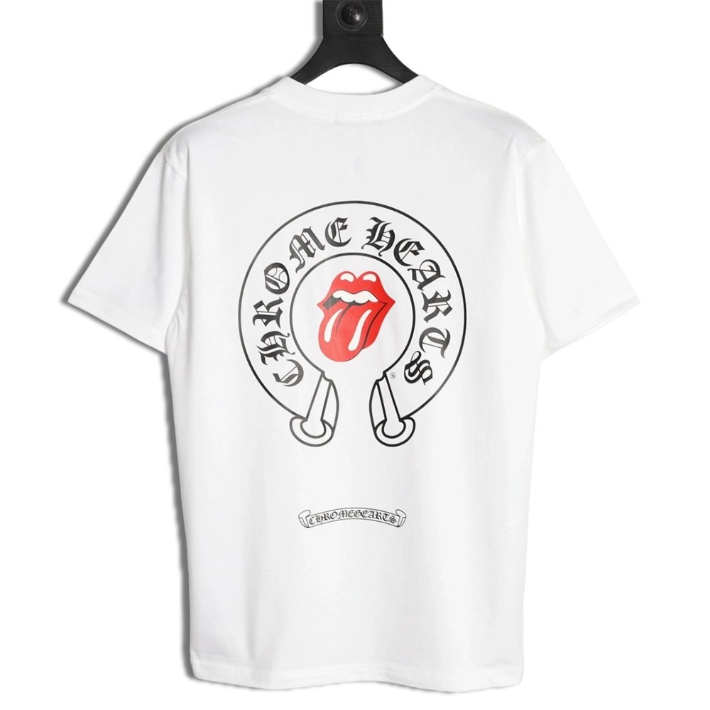 Chrome Hearts Red "Big Tongue" Print Short-Sleeve T-Shirt,Chrome Hearts