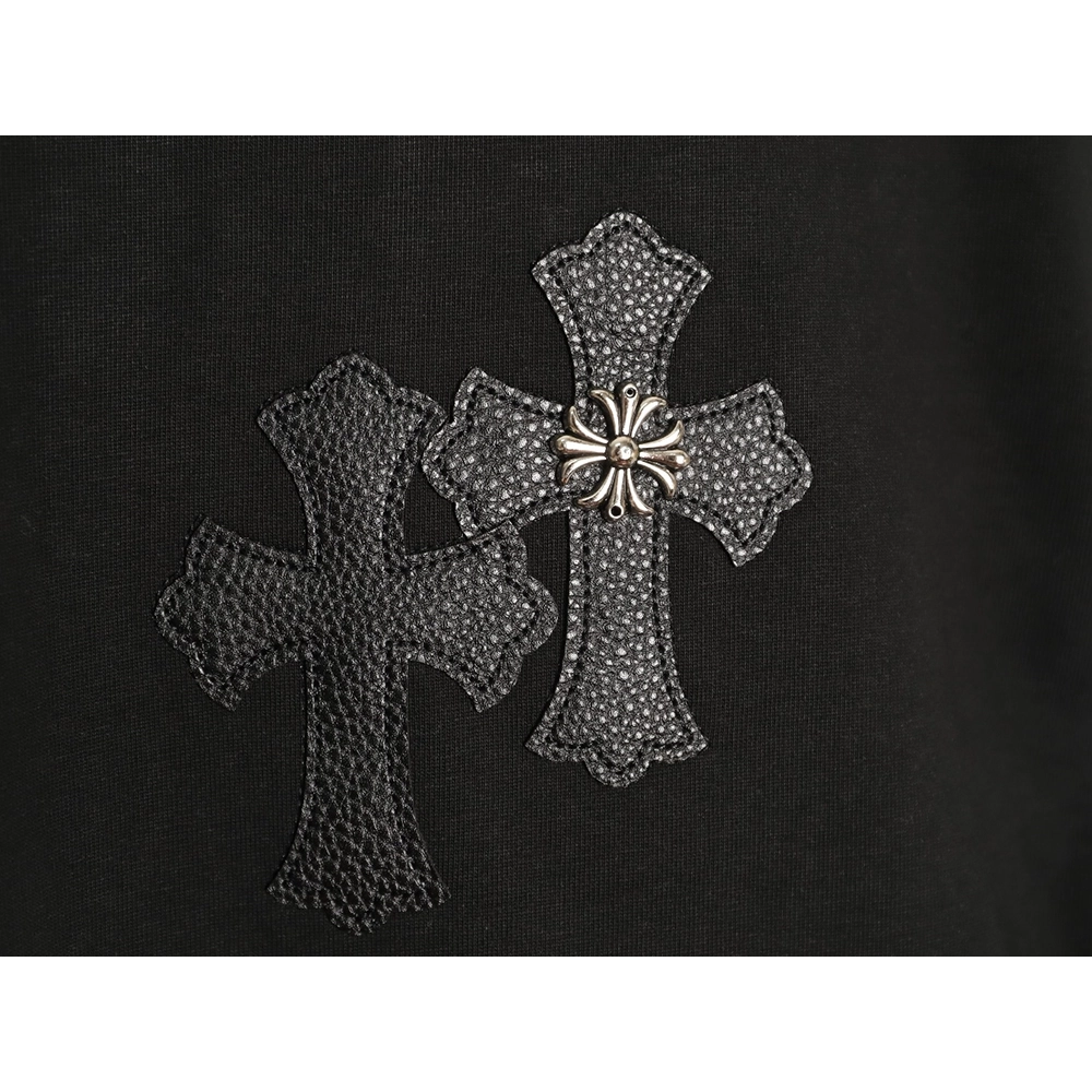 Chrome Hearts Leather Label Cross Hardware Short-Sleeve T-Shirt TSK1,Chrome Hearts