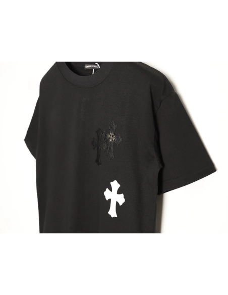 Chrome Hearts Leather Label Cross Hardware Short-Sleeve T-Shirt TSK1,Chrome Hearts