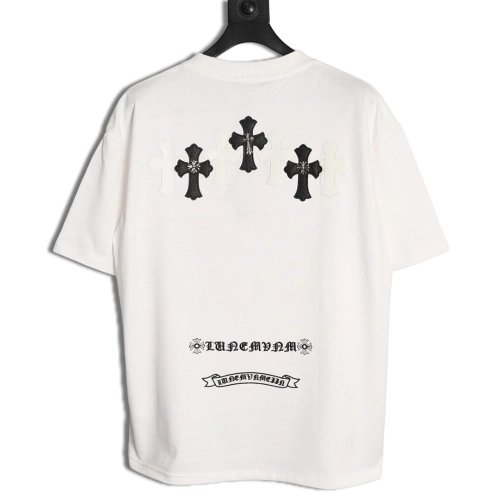 Chrome Hearts Leather Label Cross Hardware Short-Sleeve T-Shirt,Chrome Hearts